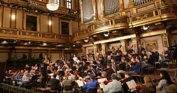 A Bécsi Filharmonikusok Christian Thielemann vezényletével az Újévi Koncertet próbálják © Wiener Philharmoniker / Dieter Nagl