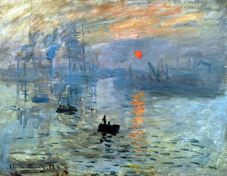 Az impresszionizmusnak is nevet adó mű, Claude Monet Impresszió, a felkelő nap című festménye.