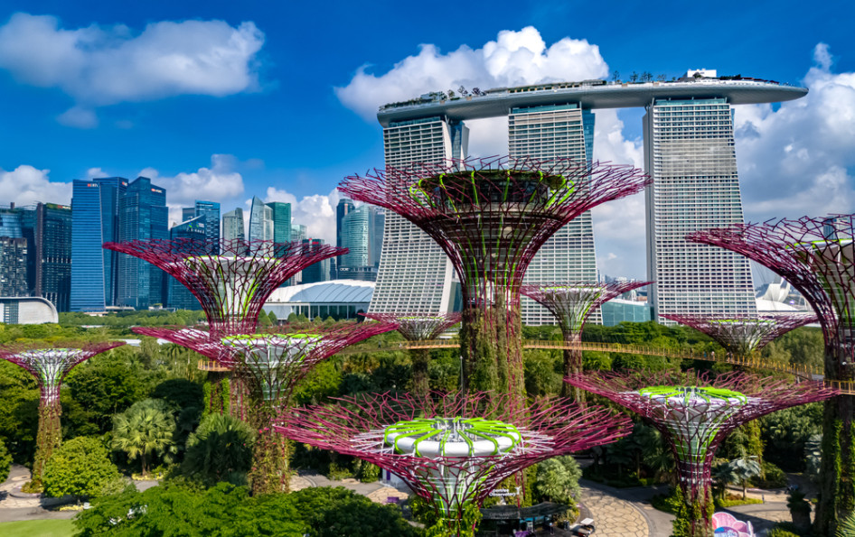 Háttérben a Marina Bay Sands 