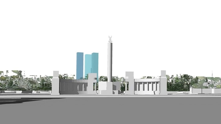 Látványvizsgálat - így jelenne meg a Mini Dubaj a Hősök tere világörökségi védettségű látképében.