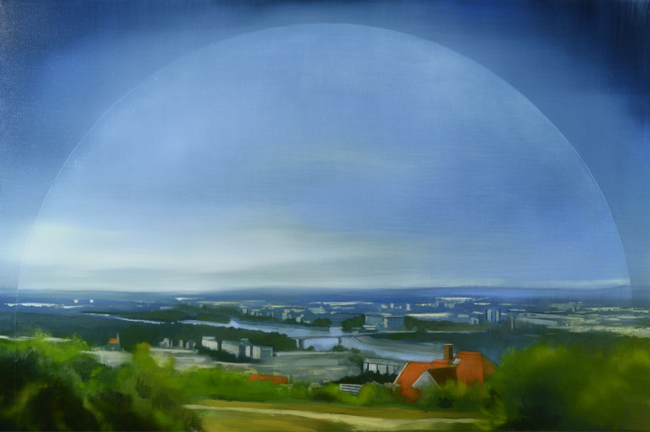Kondor Attila: Emanáció-V 60x90cm olajtempera-vászon 2023