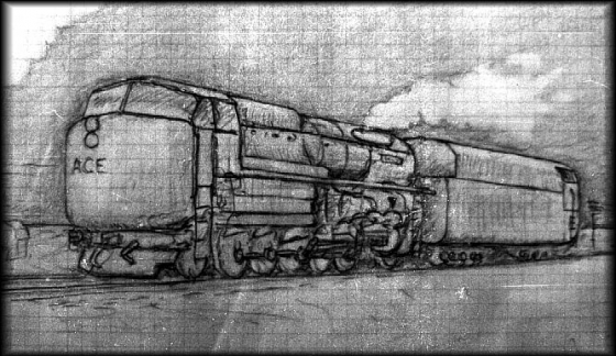 Az ACE-mozdonyok egy korai elképzeléséről készült ceruzarajz